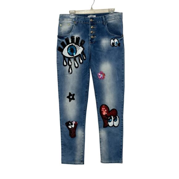 Super Skinny sequin embroidered jeans size 30 - Picture 12 of 13